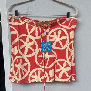 VRG GRL Orange and Cream Mini Skirt